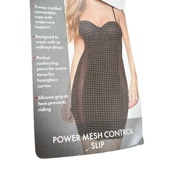 Skinnygirl Black Polka Dot Power Mesh Control Shapewear Slip NWT - Picture 9 of 10